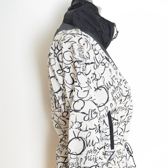 vintage 90s jacket windbreaker white black script text words print nylon bomber - Picture 5 of 8